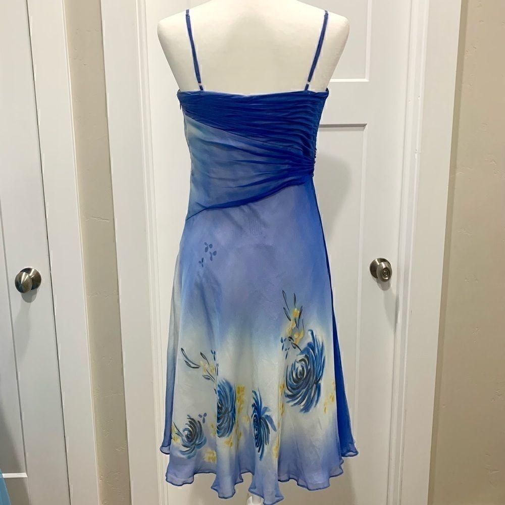 New 100% Silk beaded & hand-painted flowers dress - Picture 4 of 11